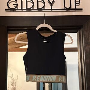 P.E Nation Black and Tan Crop Top